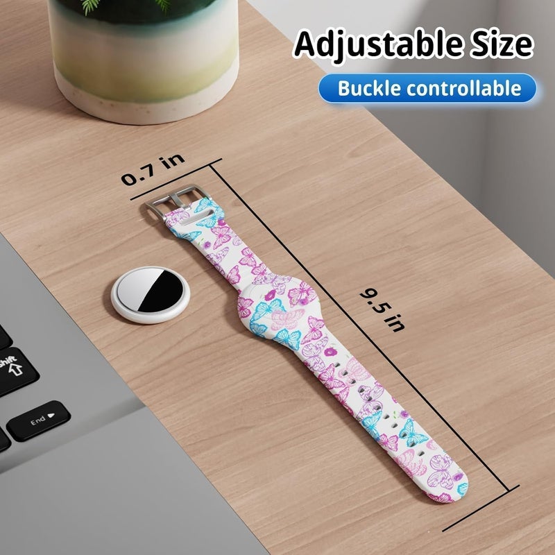 Foweroty for AirTag Bracelet for Kids, Waterproof Cute Print for Air tag Holder for Kids with Soft Silicone Full Coverage Anti-Lost Hidden for Airtag Wristband Accessories for Child, Butterfly - Image 2